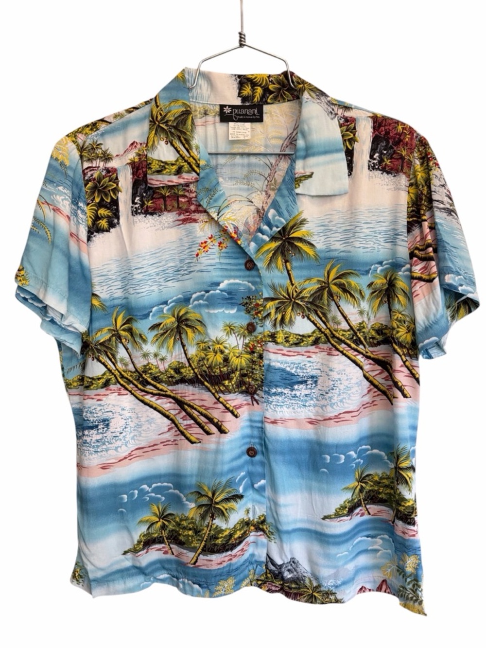 Puanani Hawaiian Shirt Large Tropical Print Button Up Short Sleeve Beach Aloha - Picture 4 of 6